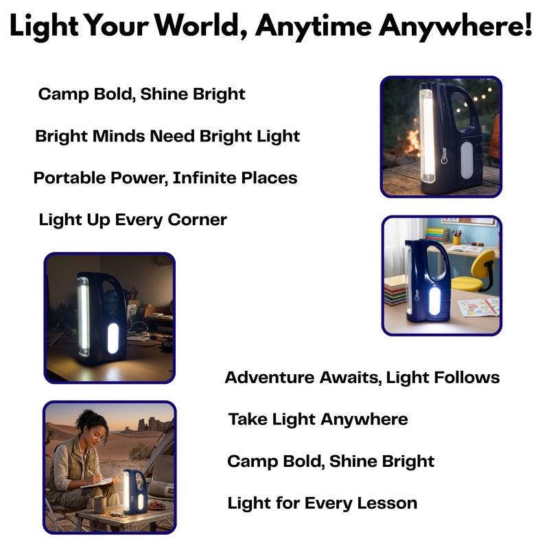 جليز مصباح طوارئ قابل للشحن – مزود بأنبوبين SMD وضوء جانبي، بطارية Li-ion 3.7 V 2.4 Ah، حماية من الشحن الزائد وشحن Type‑C – مصباح LED محمول للرحلات، المنزل والاستخدام الطارئ - Image 4