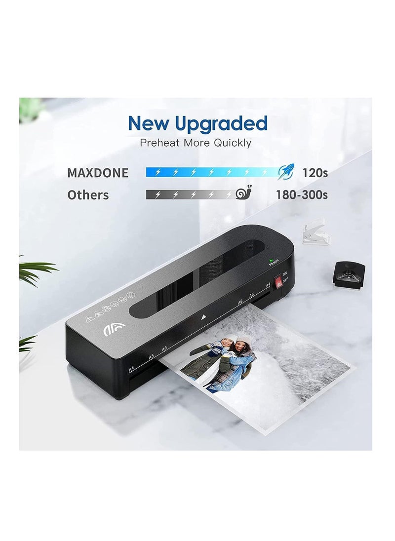 FN - A4 Laminator Machine 5 in 1 Thermal Laminator for Home Office School Use 9 inch Max Width Quick Warm-Up Paper Trimmer Corner Rounder Hole Puncher 15 Laminating Pouches - Image 1