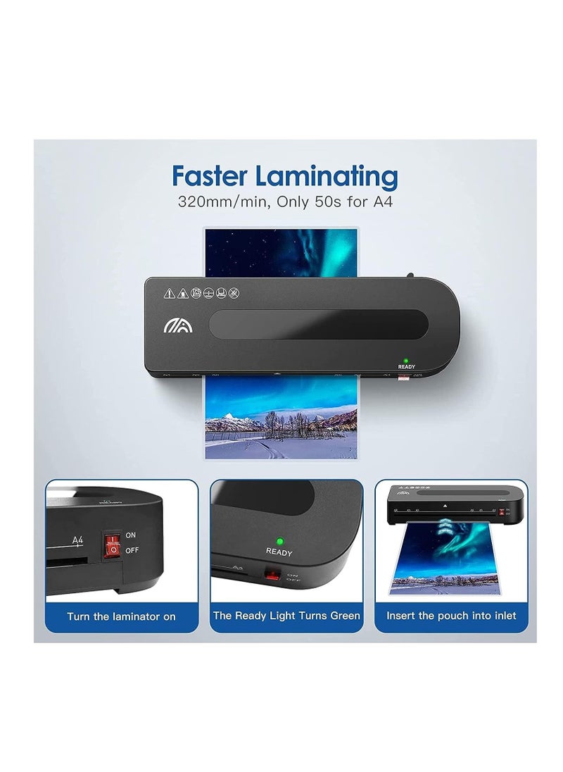 FN - A4 Laminator Machine 5 in 1 Thermal Laminator for Home Office School Use 9 inch Max Width Quick Warm-Up Paper Trimmer Corner Rounder Hole Puncher 15 Laminating Pouches - Image 1