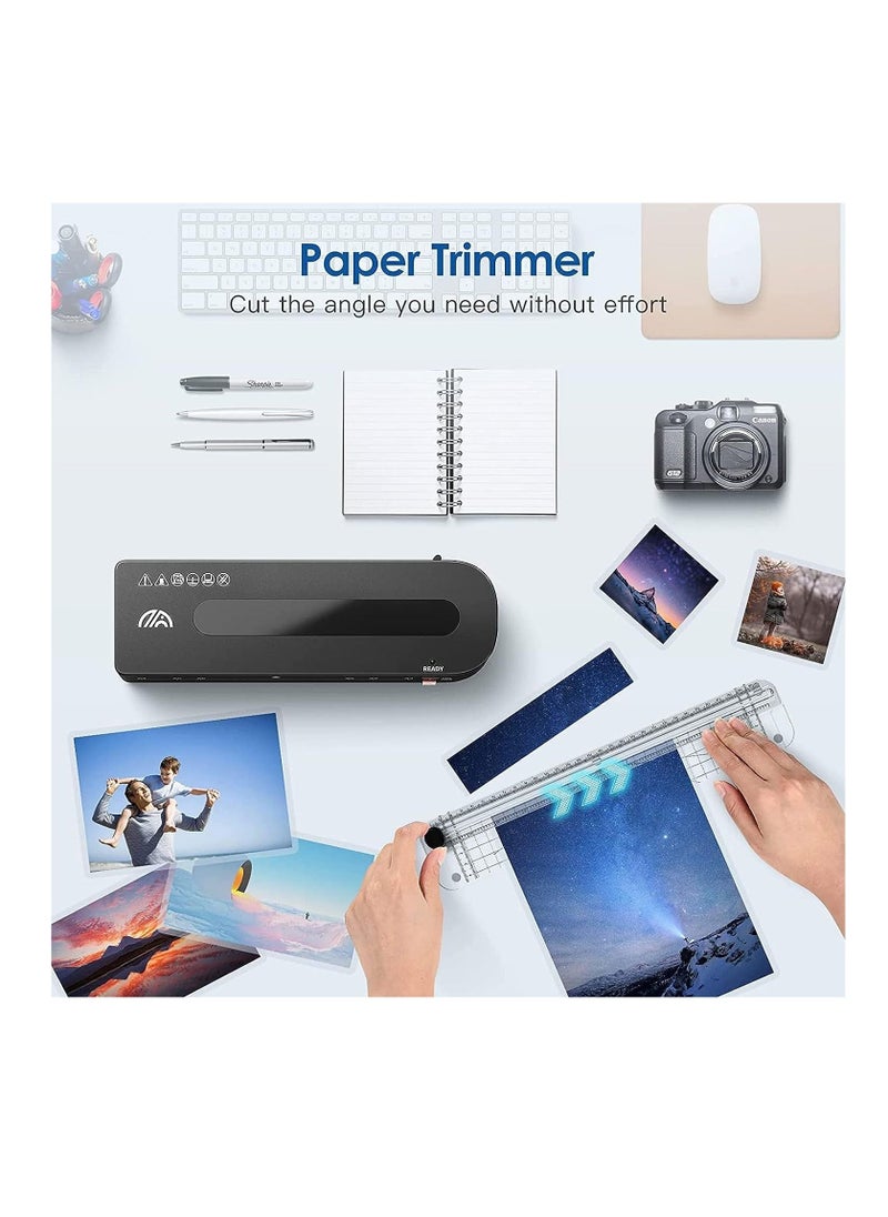 FN - A4 Laminator Machine 5 in 1 Thermal Laminator for Home Office School Use 9 inch Max Width Quick Warm-Up Paper Trimmer Corner Rounder Hole Puncher 15 Laminating Pouches - Image 1
