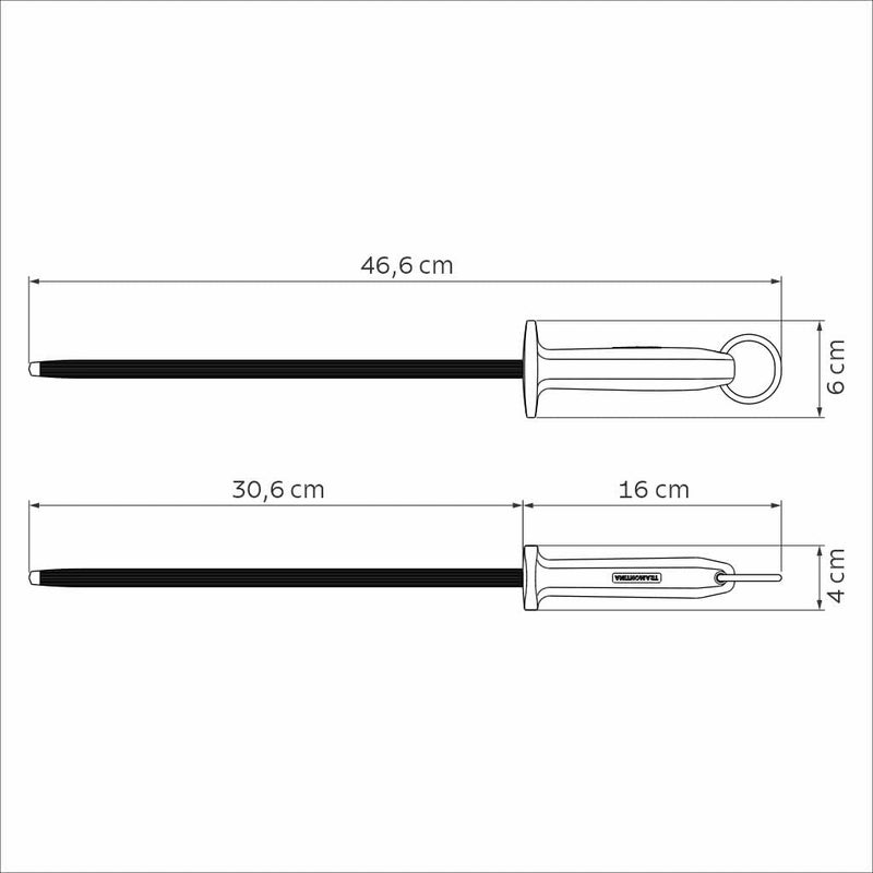 TRAMONTINA Professional 12" Grooved Sharpener with Carbon Steel Rod and Red Polypropylene Handle - Image 2