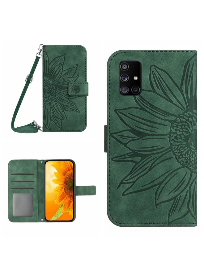 S-TOP Case For Samsung Galaxy A51/M40S Skin Feel Sun Flower Pattern Flip Leather Phone Case with Lanyard - Image 1