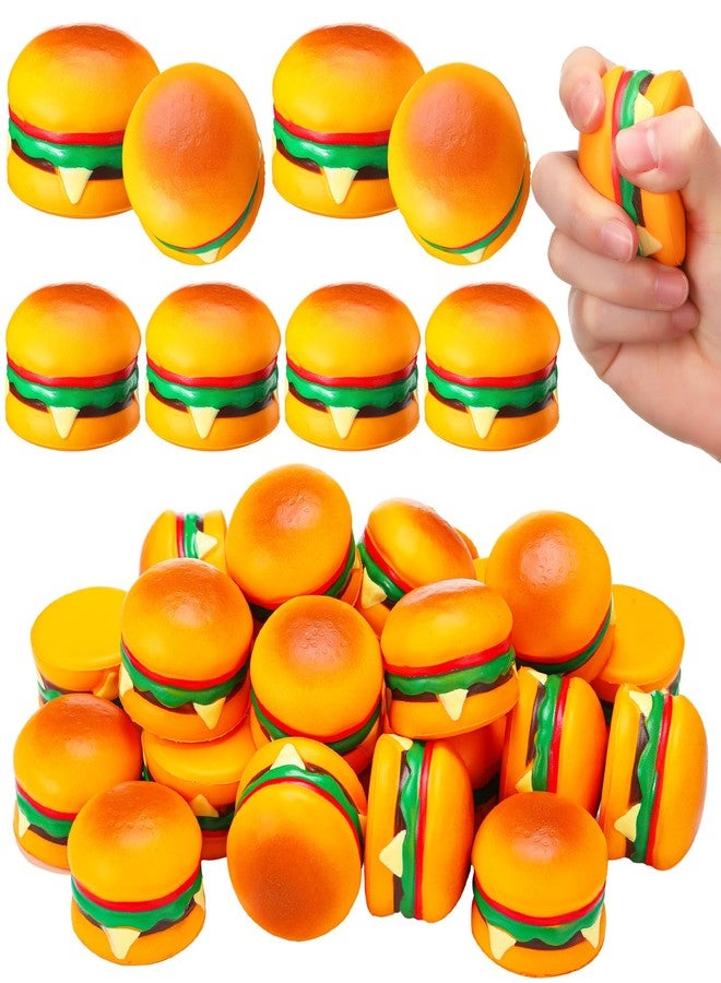 PullCrease 24 Pcs Mini Hamburger Stress Balls Hamburger Party Favors for Boys Girls Adults Birthday Party Favors Classroom Prizes Holiday Goodie Gift Bag Fillers 1.96 Inch PU Foam Stretchy Stress Toys - Image 1
