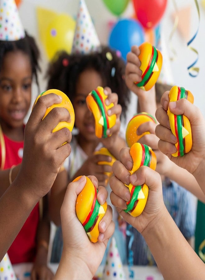 PullCrease 24 Pcs Mini Hamburger Stress Balls Hamburger Party Favors for Boys Girls Adults Birthday Party Favors Classroom Prizes Holiday Goodie Gift Bag Fillers 1.96 Inch PU Foam Stretchy Stress Toys - Image 4