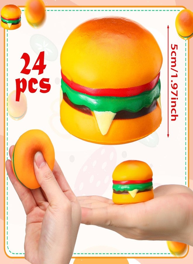 PullCrease 24 Pcs Mini Hamburger Stress Balls Hamburger Party Favors for Boys Girls Adults Birthday Party Favors Classroom Prizes Holiday Goodie Gift Bag Fillers 1.96 Inch PU Foam Stretchy Stress Toys - Image 2