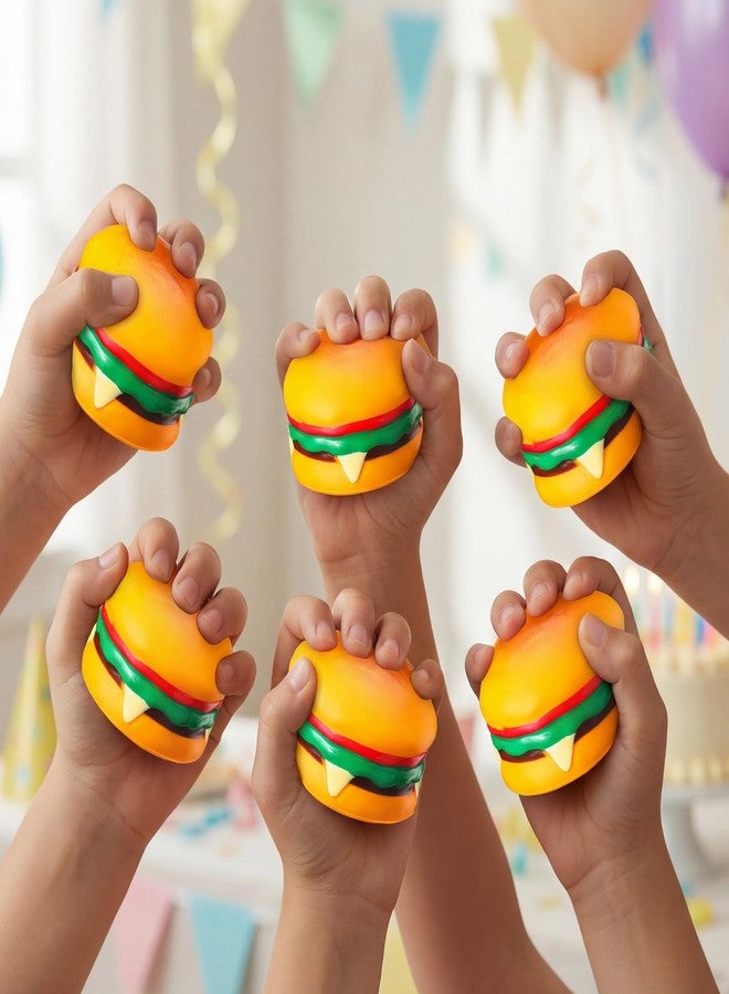PullCrease 24 Pcs Mini Hamburger Stress Balls Hamburger Party Favors for Boys Girls Adults Birthday Party Favors Classroom Prizes Holiday Goodie Gift Bag Fillers 1.96 Inch PU Foam Stretchy Stress Toys - Image 3