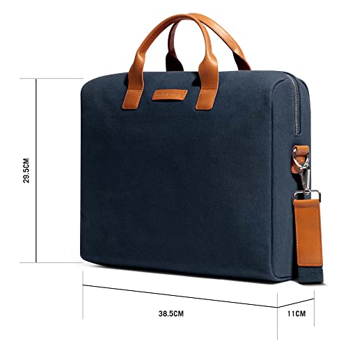 DailyObjects City Compact Fleet Canvas Large Size Laptop Messenger Bag (14L) For Unisex Sturdy Leather Handles, Side Shoulder Bag With Zip Closure, Compatible With Macbook/Laptops Upto 14", Blue - Image 5