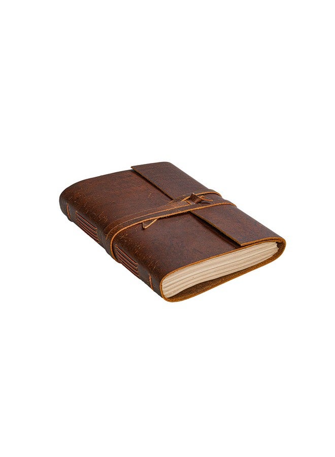 HLC Leather Notebook - Rustic Handmade Vintage Leather Bound Journals For Men And Women - Leather Craft Unlined Paper 300 Pages, Leather Book Diary Pocket Notebook, Diary To Write In (7.5" X 10" Inch) - Image 1