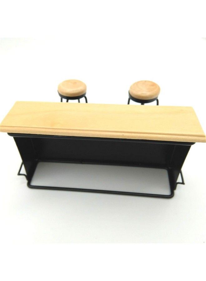 Posee Dollhouse Taproom Bar Counter with 2 Stools 1:12 Miniature Furniture Decor - Image 4