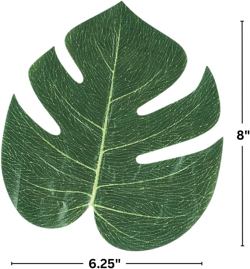 Fun Express Tropical Leaves - Pack of 12 Green Polyester Decorations, 8 Inch - Image 2