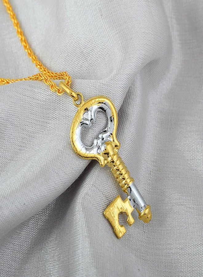Memoir Brass Two tone Goldplated Key design Fashion Pendant Men Women (PCJK2985) - Image 4