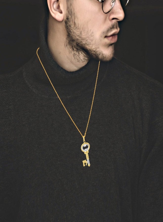 Memoir Brass Two tone Goldplated Key design Fashion Pendant Men Women (PCJK2985) - Image 5