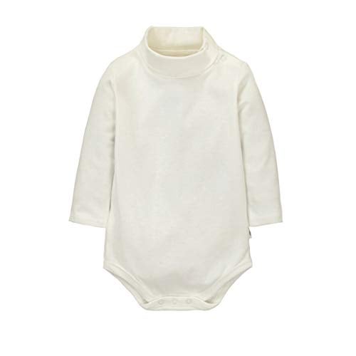 CuteOn Baby Boys Girls Solid Color Basic Turtleneck Cotton Bodysuit Jumpsuit Beige 12 Months - Image 4