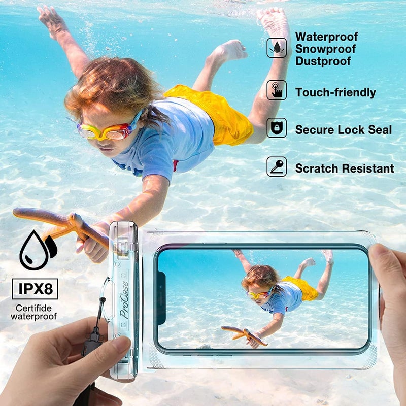 Procases 2 Pack Waterproof Phone Pouch, Underwater Phone Case Up To 7", Dry Bag For Iphone 16 15 14 13 Pro Plus Max, Galaxy S24 S23 S22 Ultra, Beach Essentials -Clear - Image 3
