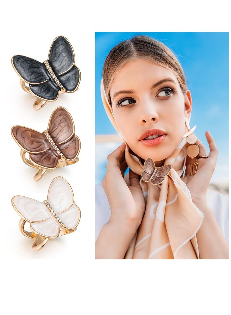 3PCS Butterfly Scarf Ring Clip Scarf Buckle for Women, Scarf Ring Buckle Women Fashion Metal Shawl Clip Buckle Lady Girls Decoration Accessories - Image 2