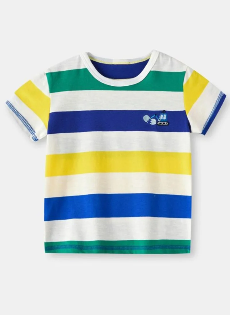 YUNIQEE White Striped Pure Cotton Casual T-shirt