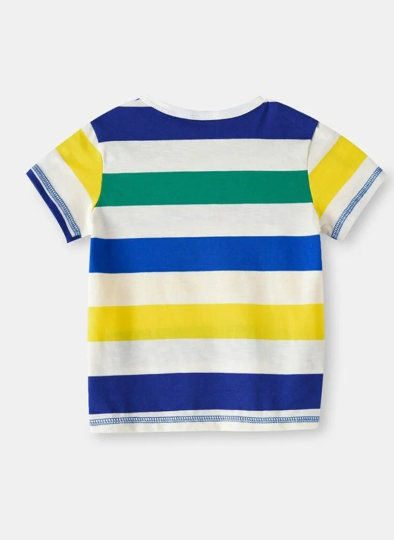 YUNIQEE White Striped Pure Cotton Casual T-shirt