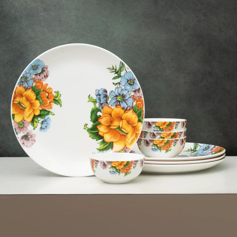 Clay Craft Fine Ceramic Eco Dinner Set Enchanting Gold for Family of 4 Dinner Set Ceramic Crockery Set Dining Set for Dinner Crockery Set for Gift Kitchen Set ECO4 8 Pieces - Image 1
