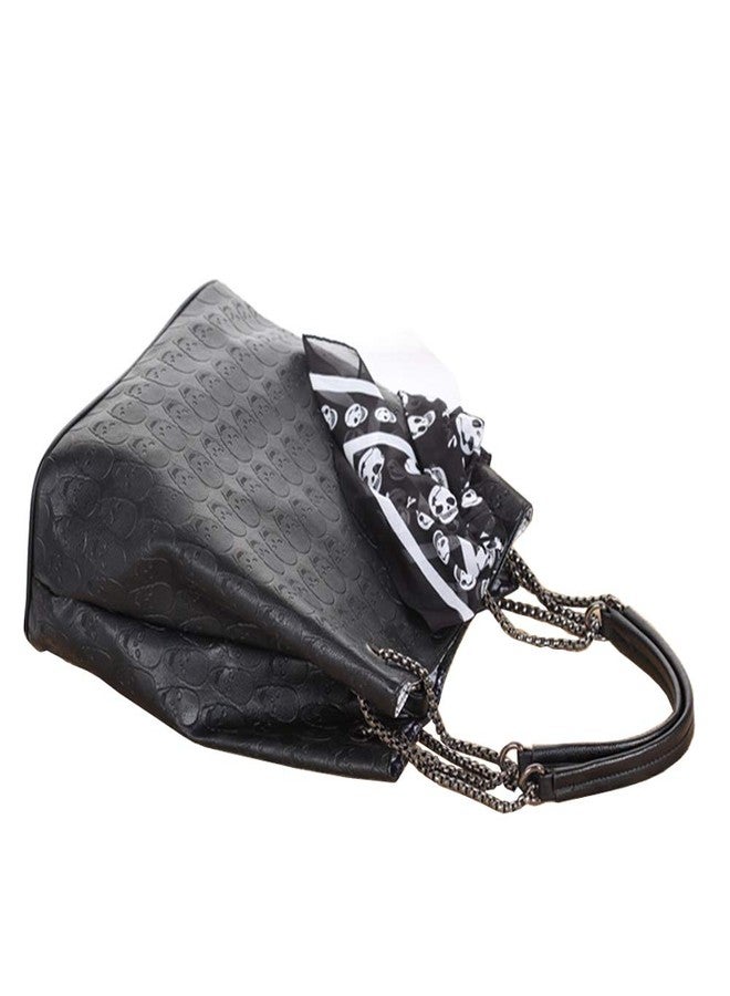 Chikencall® Womens Skull Print Hobo Tote PU Leather Shoulder Bag Punk Handbag and purses 2 sets - Image 5