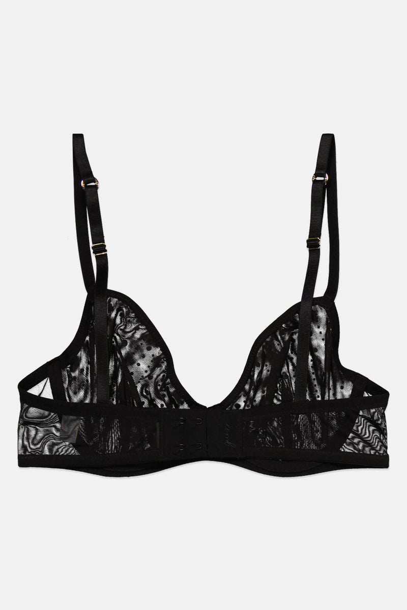 GUESS Women Non Padded Underwired Studded Bra, Black  - Image 2