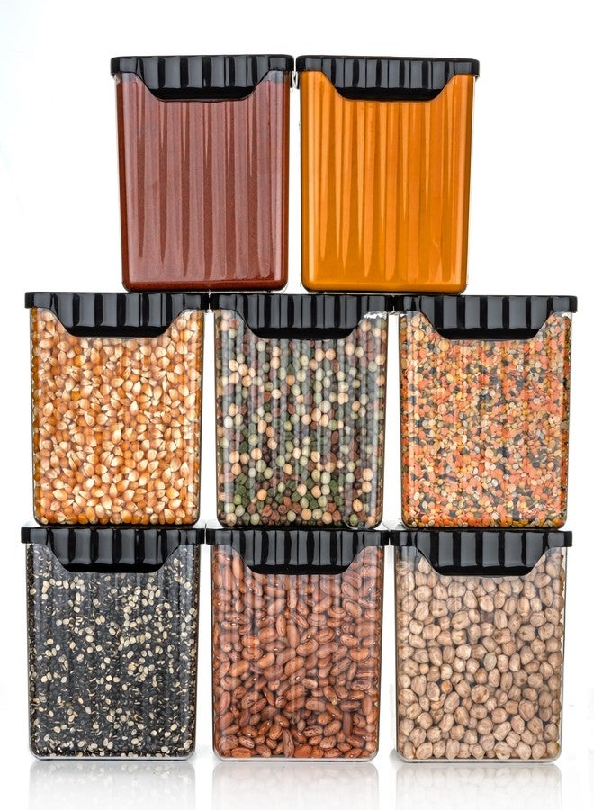 Clazkit Plastic PET Container With Lid Multipurpose Containers For Storage Space-Saving Refrigerator Side Door Organizer For Fridge Kitchen Stationery Toiletries- Transparent Set Of 6 - Image 5