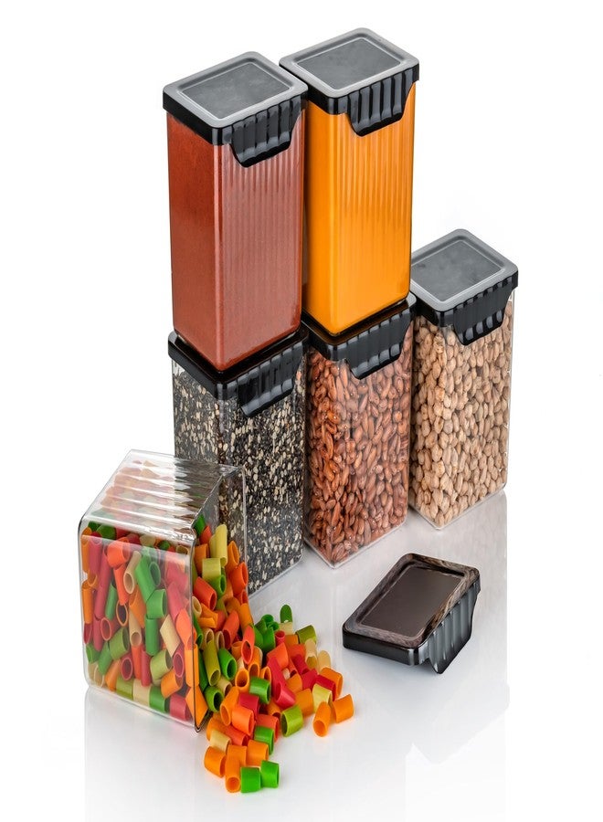 Clazkit Plastic PET Container With Lid Multipurpose Containers For Storage Space-Saving Refrigerator Side Door Organizer For Fridge Kitchen Stationery Toiletries- Transparent Set Of 6 - Image 2