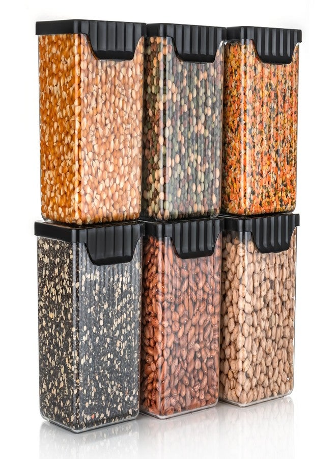 Clazkit Plastic PET Container With Lid Multipurpose Containers For Storage Space-Saving Refrigerator Side Door Organizer For Fridge Kitchen Stationery Toiletries- Transparent Set Of 6 - Image 3