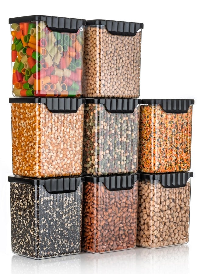 Clazkit Plastic PET Container With Lid Multipurpose Containers For Storage Space-Saving Refrigerator Side Door Organizer For Fridge Kitchen Stationery Toiletries- Transparent Set Of 6 - Image 4