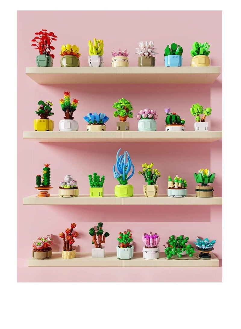 Excefore Mini Succulents Surprise Box Toys DIY Simulation Mini Particle Flower Botanical Collection Construction Building Blocks Toy Sets Random Gifts for Kids Friends Family (2PCS) - Image 4