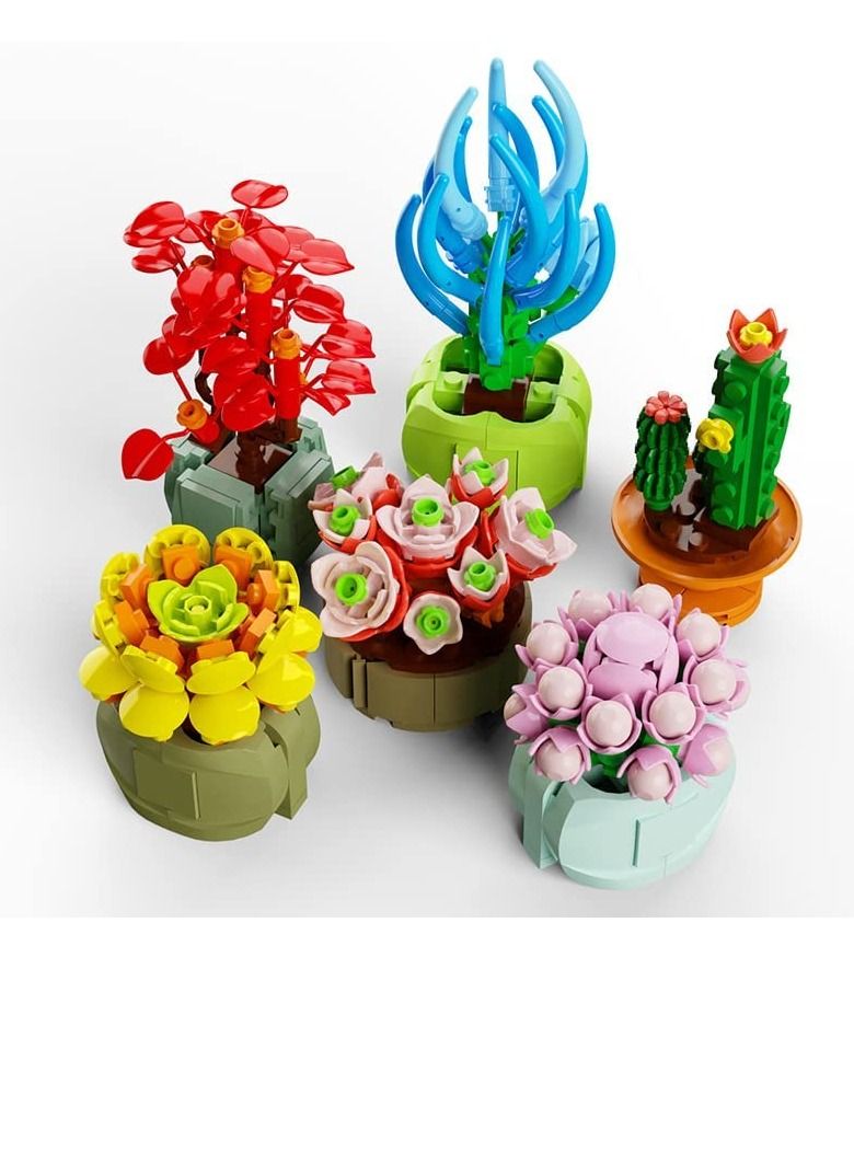 Excefore Mini Succulents Surprise Box Toys DIY Simulation Mini Particle Flower Botanical Collection Construction Building Blocks Toy Sets Random Gifts for Kids Friends Family (2PCS) - Image 1