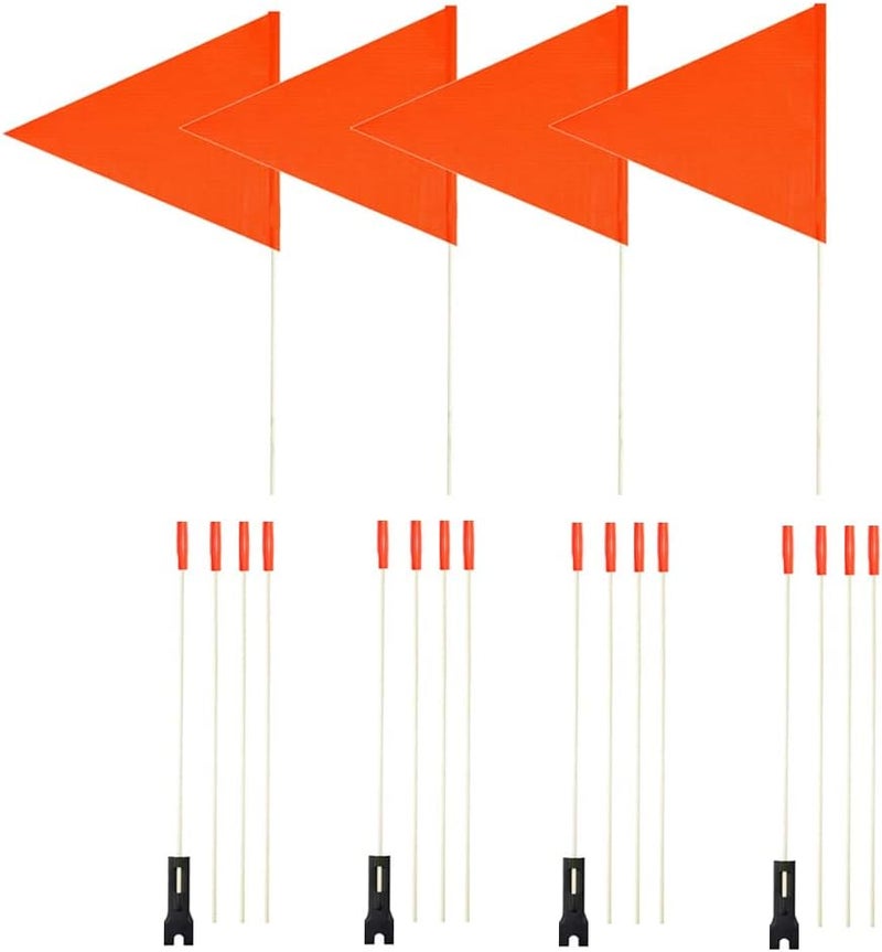 Uelfbaby 4 Pcs Upgraded Bike Flags with Pole, 6 ft High Visibility Orange Fags with heavy Duty Fiberglass Flag Pole - Image 1