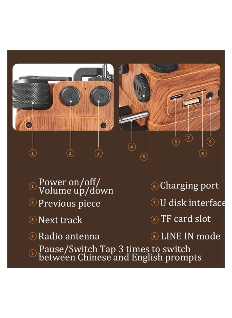 ARNOTEC - Music Apollo A8 Portable Retro FM Radio Bluetooth Wireless Dual Speakers Subwoofer Music Player Support U-disk/TF Card/AUX - Image 1