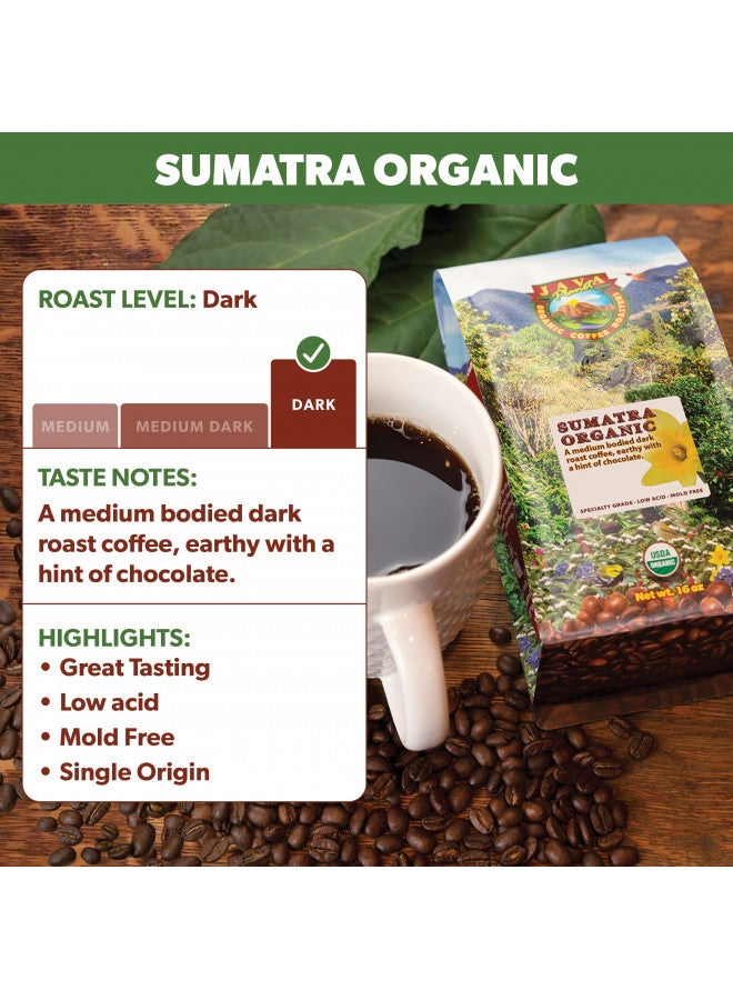 Java Planet Java Planet Organic, Sumatra Single Origin Dark Roast, Smooth Full Flavored Organic Coffee Beans, Low Acid, Whole Bean Coffee 1LB Bag  - Image 2