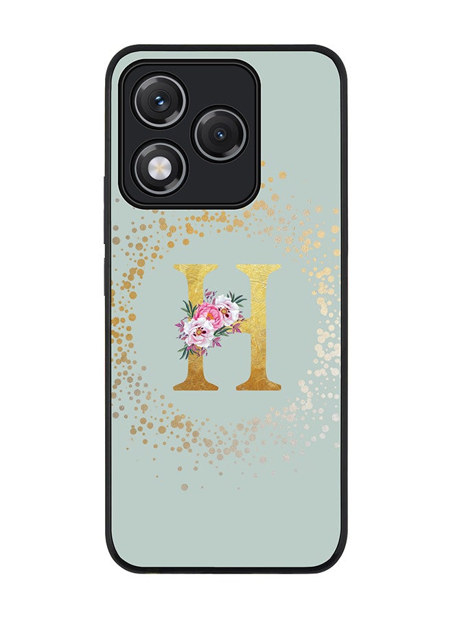 Stylizedd For Honor 400 Lite Case,Slim fit Camera Protection, Shockproof Thin Phone cover  - Custom Monogram Floral - H  (Light Grey )