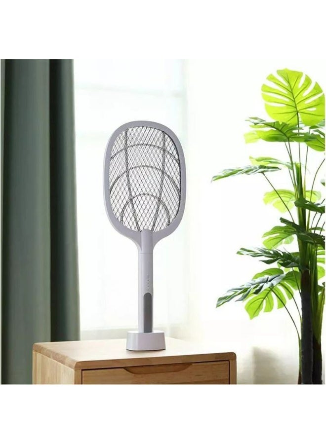 3-in-1 jumbo electric mosquito swatter with a charging base and wall mount. Features a UV light decoy to attract insects and convenient USB recharging. - Image 2
