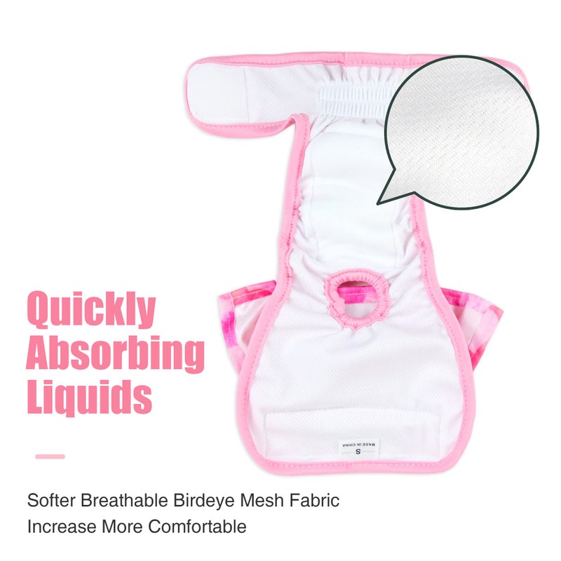 wegreeco Washable Dog Diapers Female (3 Pack), Highly Absorbent Dog Diapers for Female Dogs in Heat, Period, Incontinence, or Excitable Urination (Ocean of Flowers, Medium) - Image 4