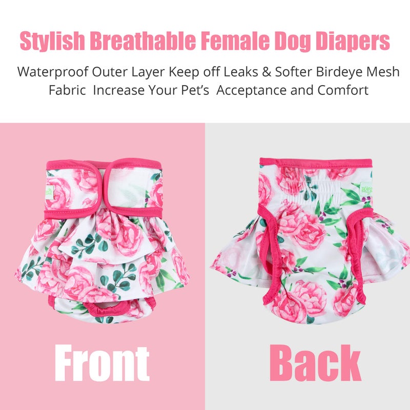 wegreeco Washable Dog Diapers Female (3 Pack), Highly Absorbent Dog Diapers for Female Dogs in Heat, Period, Incontinence, or Excitable Urination (Ocean of Flowers, Medium) - Image 5