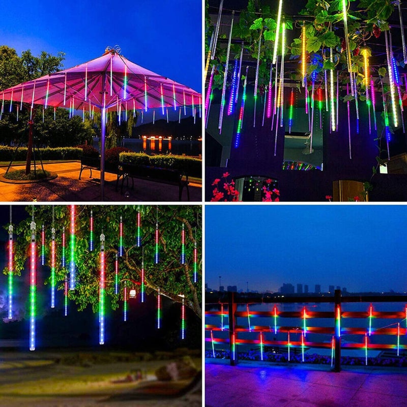Litehom LITEHOM Rain Drop Lights LED Meteor Shower Lights 118 inch 8 Tubes 192leds Icicle Falling Lights for Diwali Lights for Decoration for Home Xmas Tree Christmas Decoration Outdoor Multicolor  - Image 5