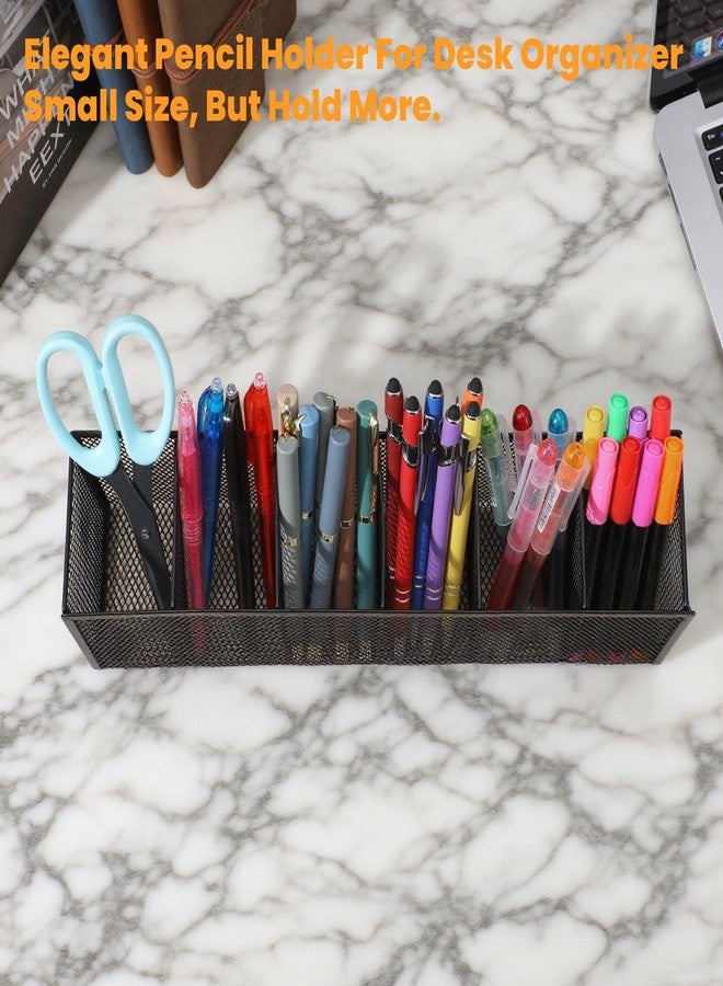 Caeuiciw 2 Pcs Mesh Desk Organizer Metal Mesh Pen Holder 6 Compartments Desktop Stationery Pencil Caddy Organizer Basket for Home School Classroom Teachers - Image 3