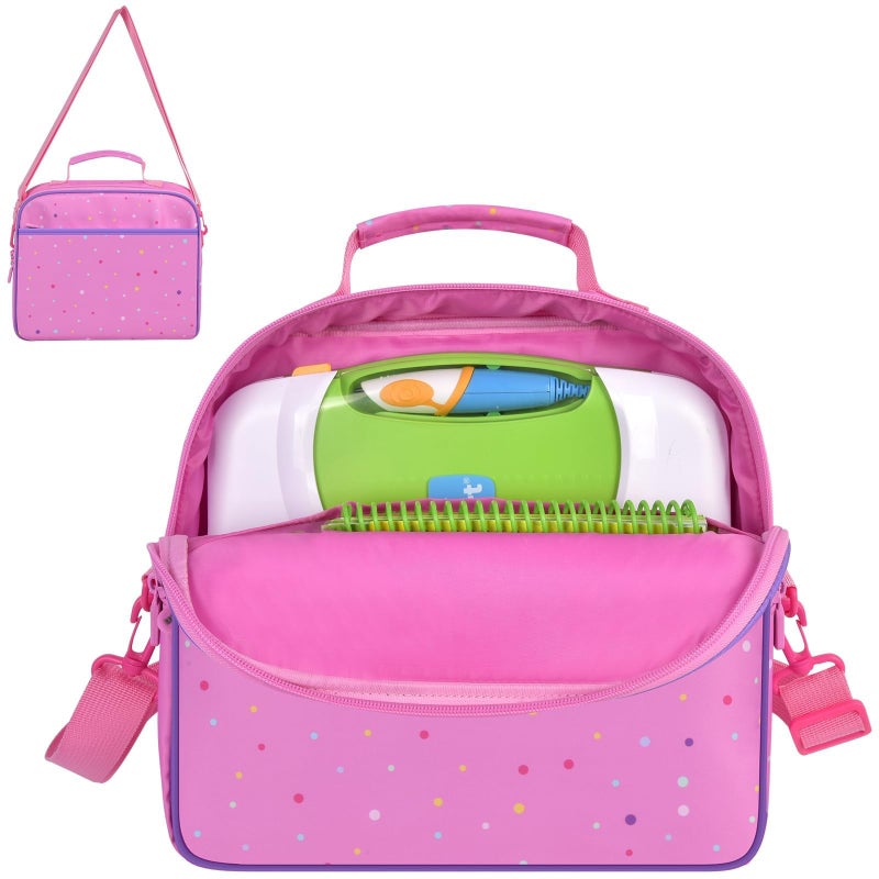 Tanmqin Portable Bag Compatible with Leapfrog LeapStart 3D Interactive Learning System for LeapFrog 2-in-1 LeapTop Touch for LeapFrog Scout and Violet 100 Words Book and Storage for 5-6 Books (Case only)Pink - Image 1