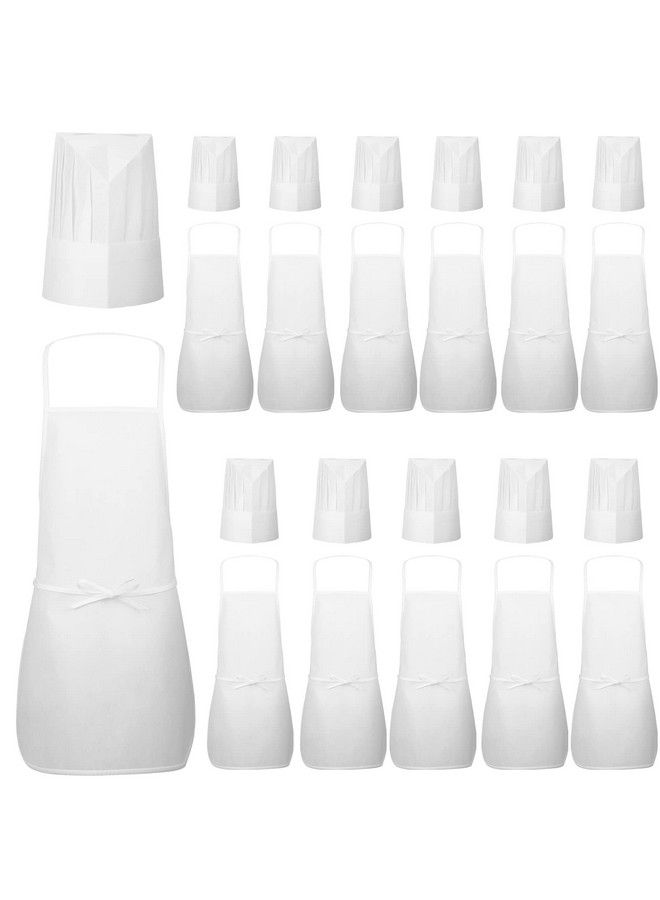 Sntieecr 24 Pieces Kids Apron And Chef Hat Set Adjustable Kids White Non Woven Fabric Chef Hats Skinfriendly Child Apron For Kitchen Cooking Baking Painting Training Wear Kid Size (7 12 Years) - Image 1