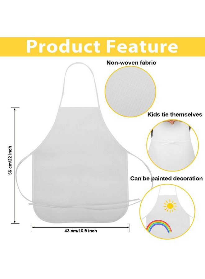 Sntieecr 24 Pieces Kids Apron And Chef Hat Set Adjustable Kids White Non Woven Fabric Chef Hats Skinfriendly Child Apron For Kitchen Cooking Baking Painting Training Wear Kid Size (7 12 Years) - Image 3
