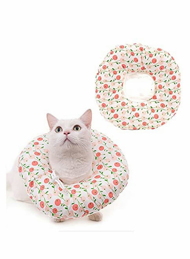 SOLARAE Adjustable Cat Cone Collar Soft, Cat Recovery Collar, Pet Protective Collar Cotton, After Surgery for Cats Small Dogs, Anti-Bite Lick Surgery Wound Healing, Elizabethan Collars Flower - Image 1