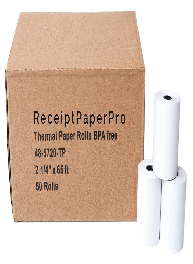 ReceiptPaperPro 2 1/4” x 65 ft Thermal Receipt Paper Rolls, fits Ingenico Desk 3500 Desk 5000 Move 5000 Verifone t650 Pax a920, 50 Rolls/Case - Image 1