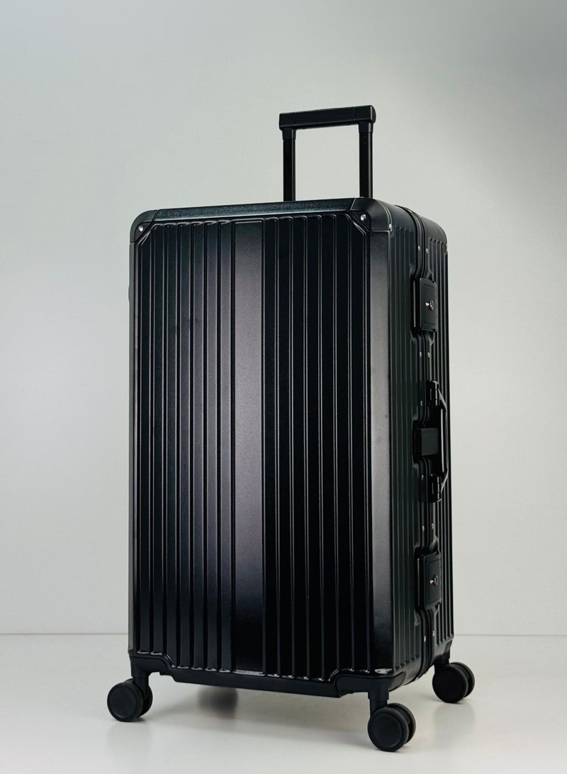 SAW & SEE Light Weight Aluminum Frame Fashion Trolley Luggage Unbreakable Polycarbonate Strong Hard Case Checked Luggage with Dual TSA approved and 8 Quite 360° Double wheels (Checked Luggage 30-Inch, Black) - Image 1