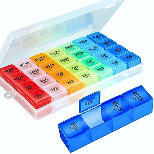 Mloowa Pill Organizer 4 Times a Day,Premium Weekly Pill Case Medicine Organizer Box 7 Days 28 Compartment to Hold Vitamins Medicine Organizer Box - Image 1