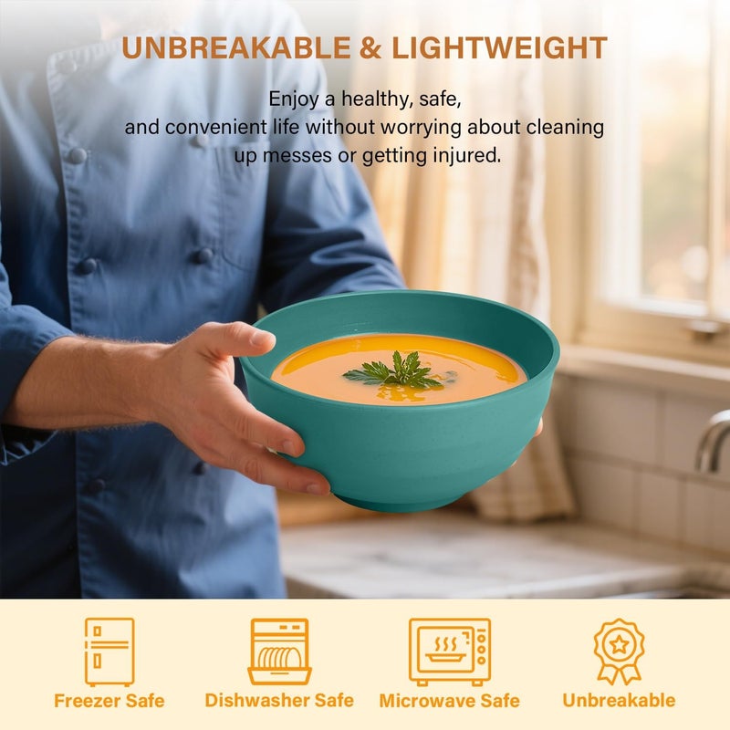 Homienly Cereal Bowl Set, Wheat Straw Fiber Unbreakable Lightweight Bowls Set - Image 4