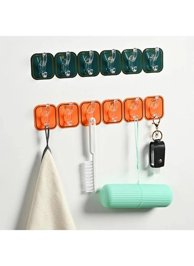 QUILBOOL QUILBOOL Kitchen Bathroom Six Row Wall Hook Wall Hanger Home Storage Tools Sticky Hook 2 pc 12 Hook Multi Color  - Image 1