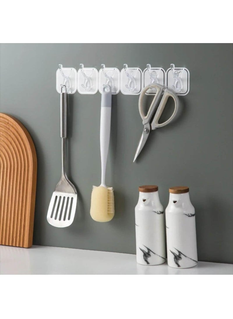 QUILBOOL QUILBOOL Kitchen Bathroom Six Row Wall Hook Wall Hanger Home Storage Tools Sticky Hook 2 pc 12 Hook Multi Color  - Image 2