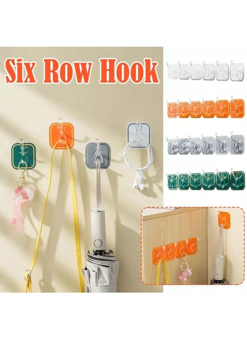 QUILBOOL QUILBOOL Kitchen Bathroom Six Row Wall Hook Wall Hanger Home Storage Tools Sticky Hook 2 pc 12 Hook Multi Color  - Image 5
